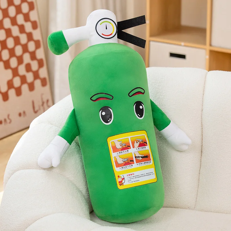 50/70cm Red Green Orange Cartoon Plush Fire Extinguisher Plush Toy Throw Pillow Soft Cotton Sleeping Cushion Gift For Children