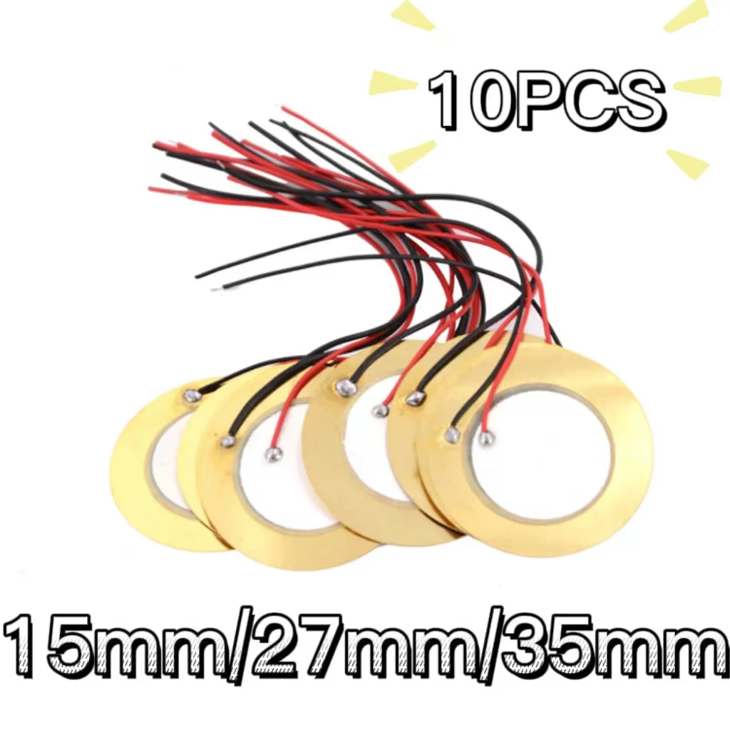 10PCS 15mm/27mm/35mm Piezo Elements Buzzer Copper Piezoelectric Sounder Sensor For Buzzer Pressure Sensor Speaker DIY