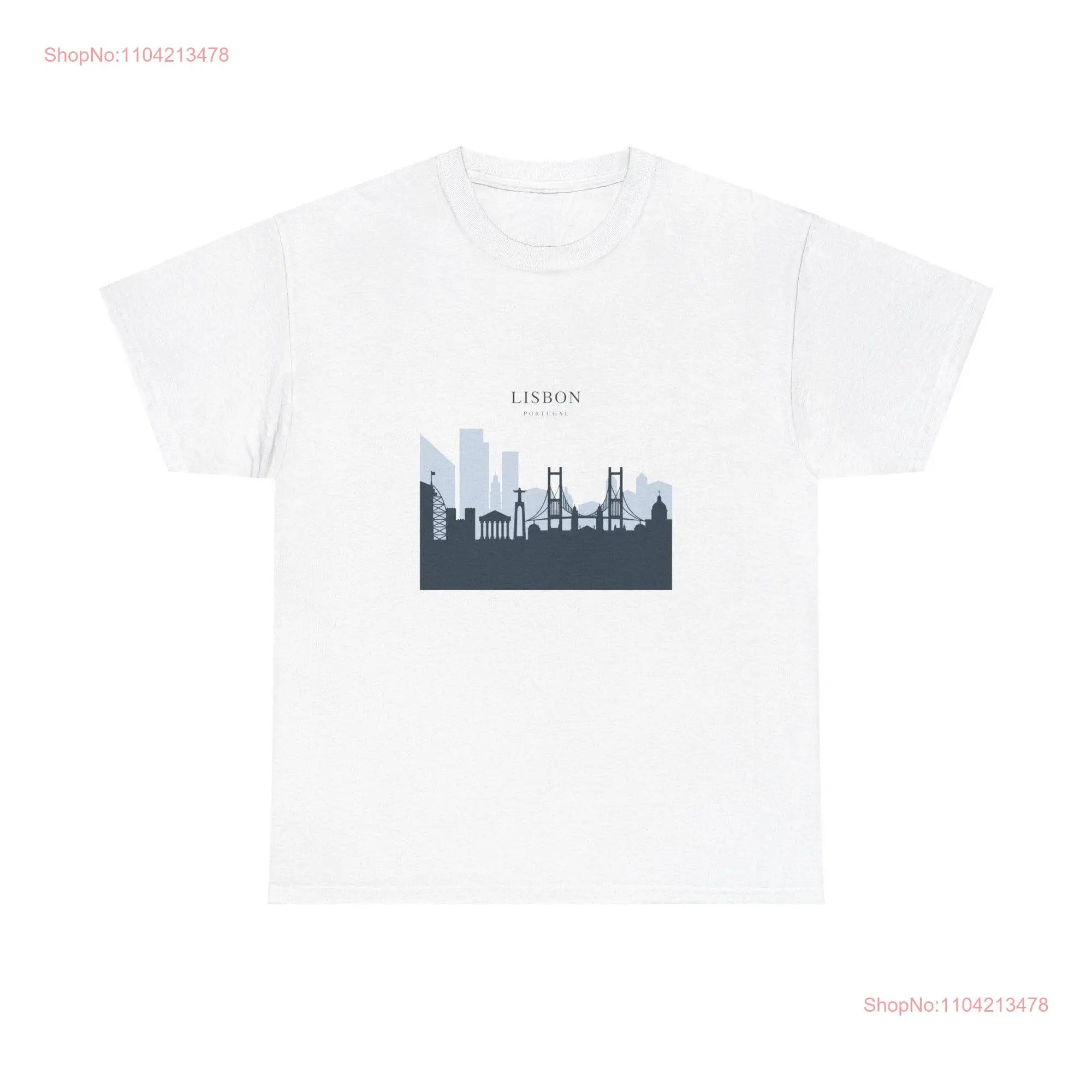 Lisbon Skyline Cotton T Shirt Featuring Iconic Cityscape Portugal Travel Unique for Enthusiasts long or short sleeves