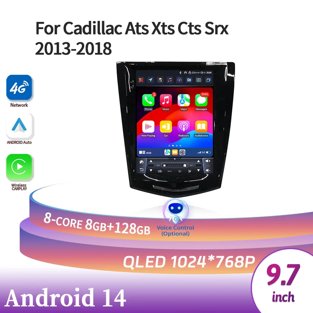 

9.7inch Android 14 For Cadillac Ats Xts Cts Srx 2013-2018 Car Radio Multimedia Navigation 4G GPS Wireless Carplay Screen Stereo