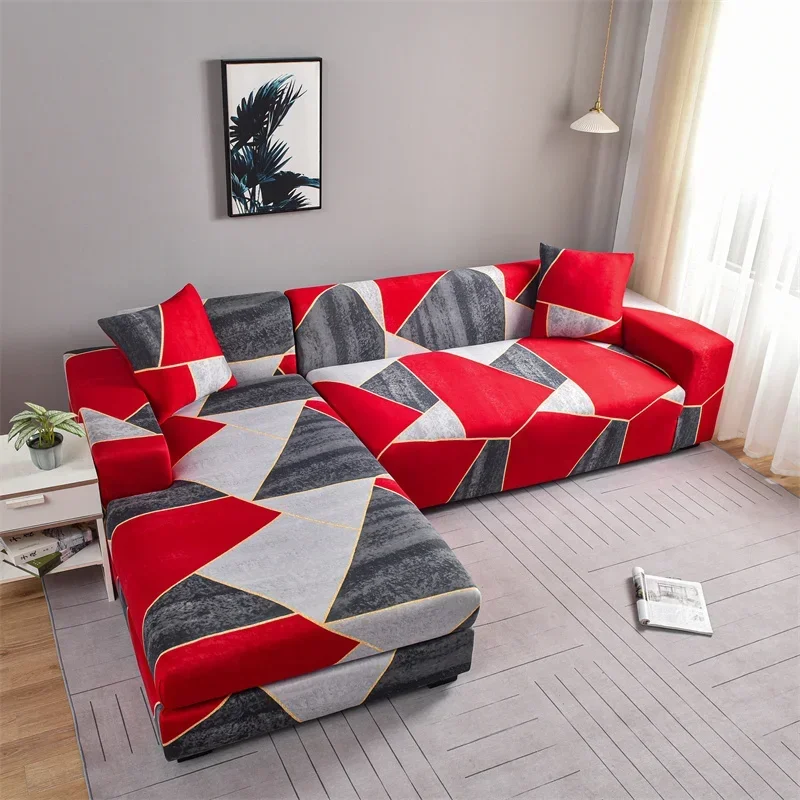 Geometric Sofa Covers for Living Room Elastic Corner Couch Cover L Shaped Chaise Longue Slipcovers Chair Protector 1/2/3/4 Seat