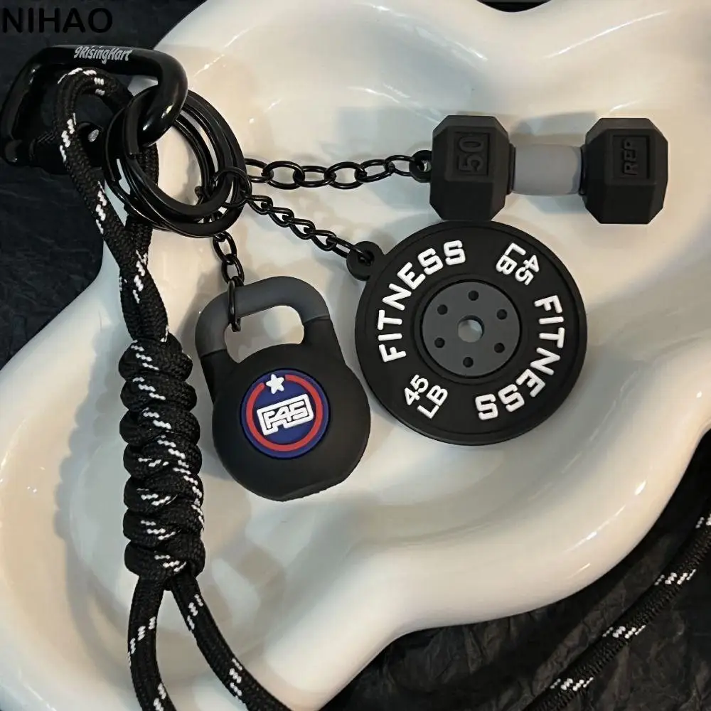 

Mini Barbell Plates Key Chain Kettlebells with D-shaped Buckle Simulation Dumbbells Keyring Water Cups Creative