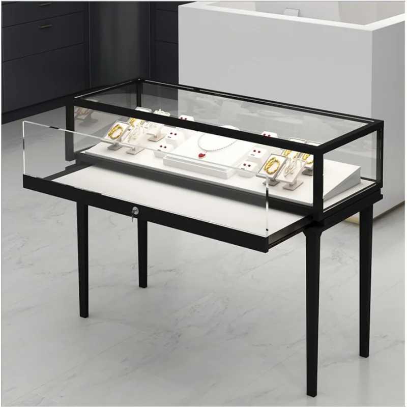 Custom European LED light transparent jewelry display cabinet jewellery shop interior design