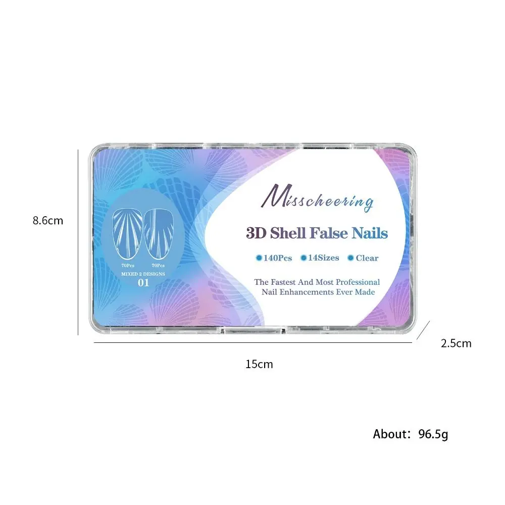 120/140 قطعة جديد ثلاثية الأبعاد قذيفة شكل الأظافر كاذبة غطاء كامل اضغط على متوسطة هلام الأظافر كاذبة الاكريليك مسمار نصائح صالون المنزل DIY بها بنفسك