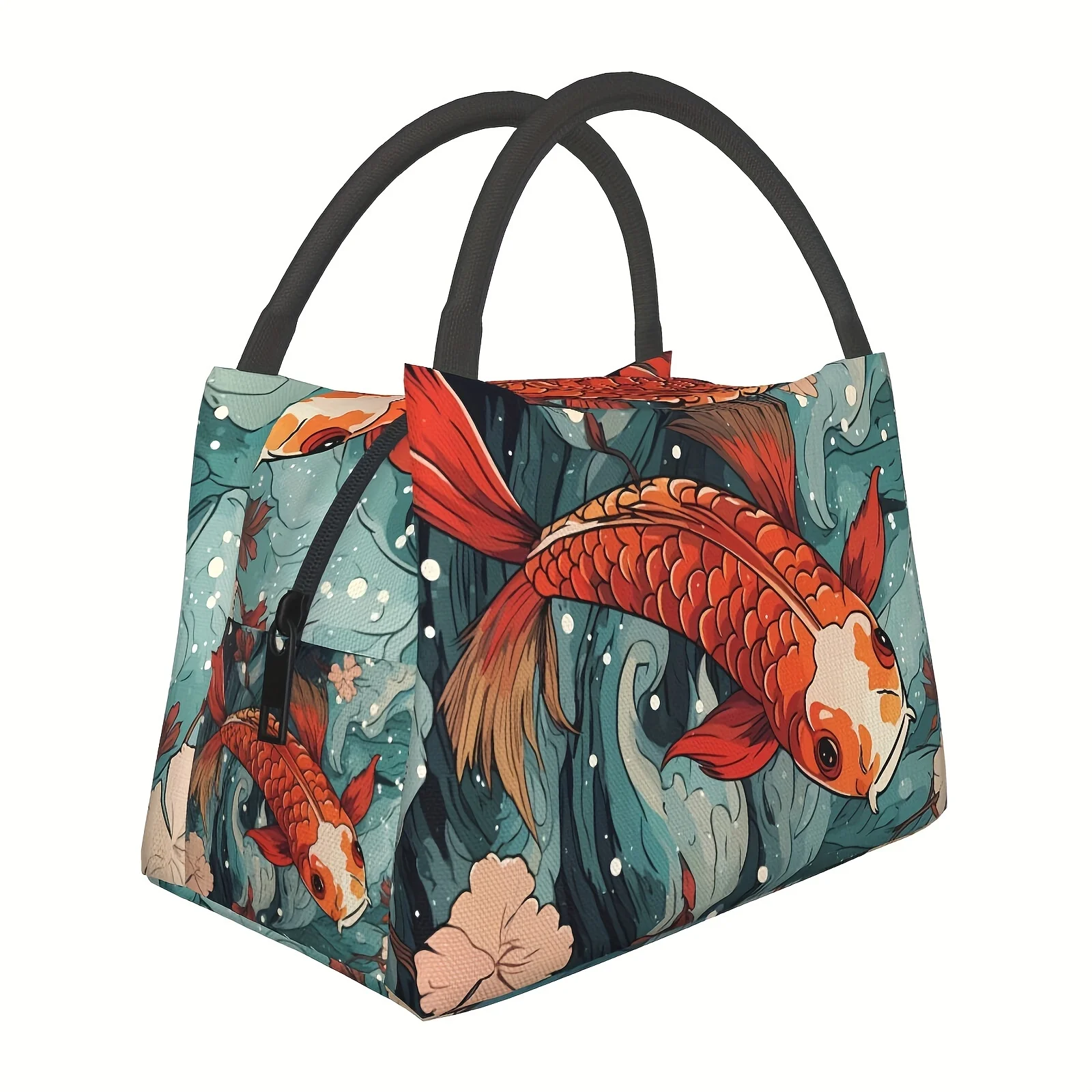 

Портативная изолированная сумка для обеда — герметичная, многоразовая термосумка-холодильник с ярким дизайном кои для работы, пикника