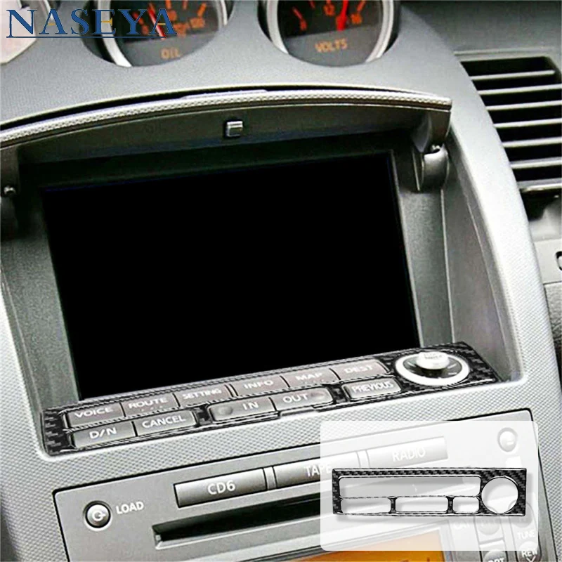

Carbon Fiber Navigation Button Panel Cover Trim Stickers For Nissan 350Z 2003 2004 2005 Car Interior Decorative Accessories