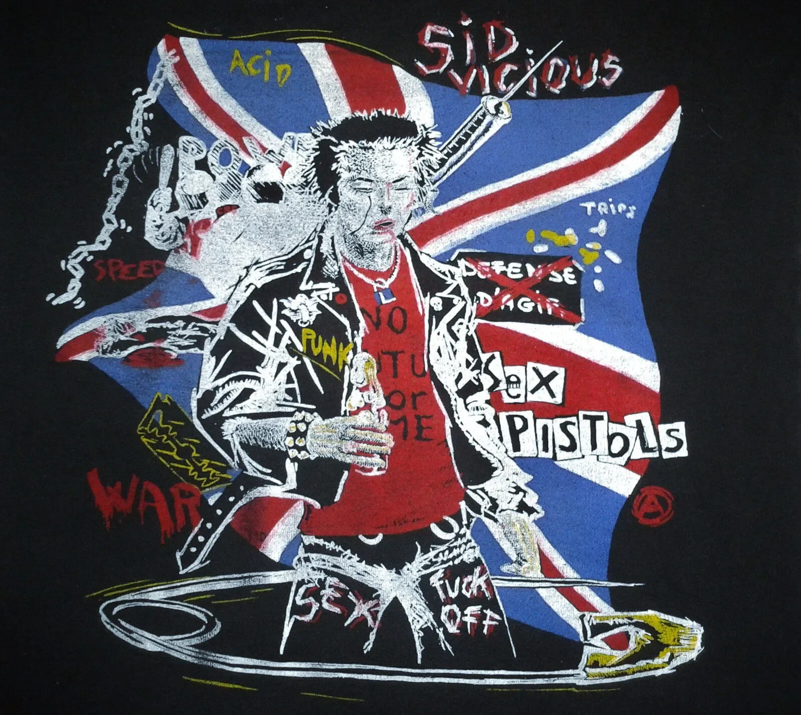 RARE VINTAGE 70\'s SEX PISTOLS SID VICIOUS PUNK ROCK TOUR CONCERT T-SHIRT YA270