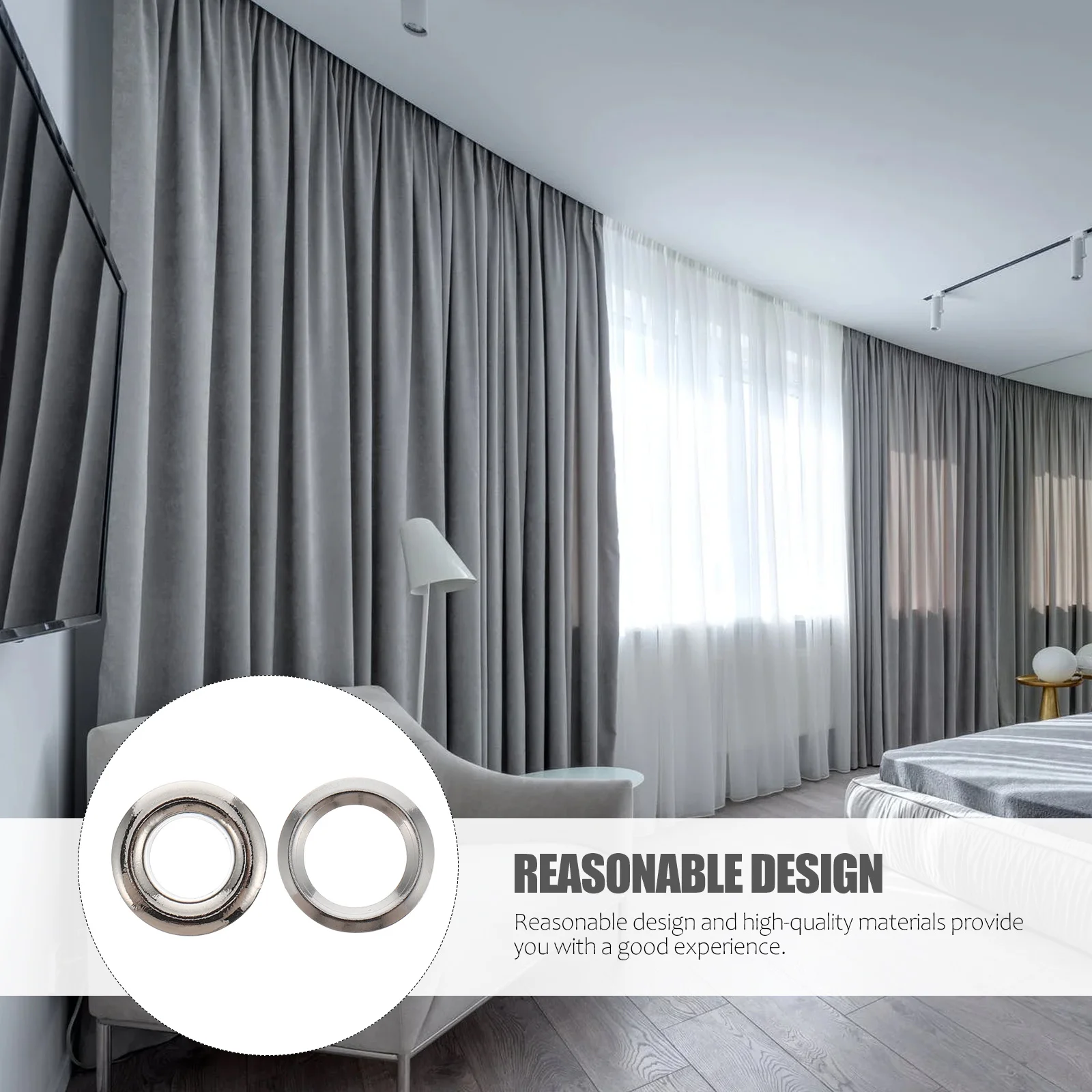 

100pcs Curtain Grommets Ring Reusable Sliding Low Noise Rustproof Home Decor Practical Grommets Fastener Inner Diameter Rings