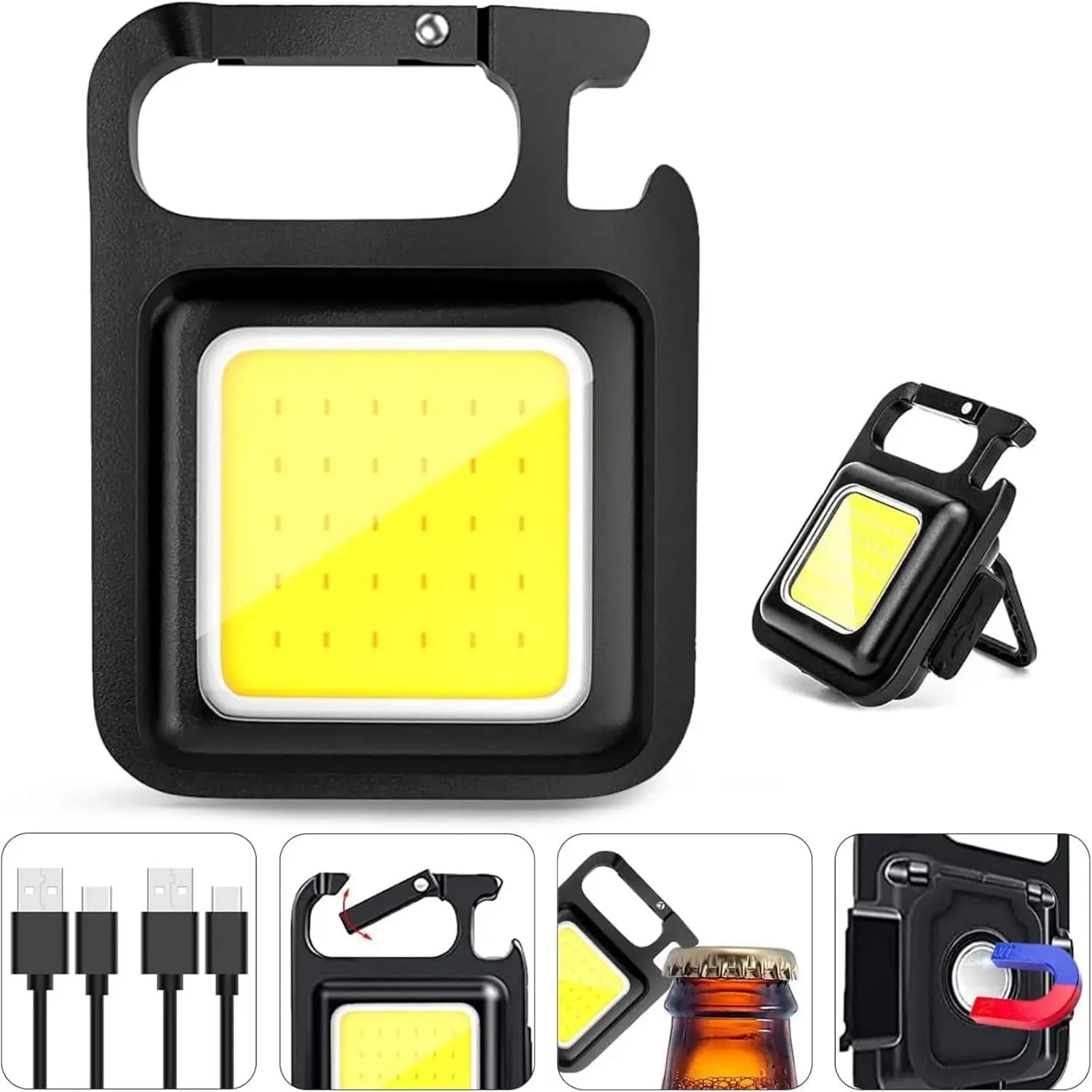 

Pocket Light, Mini COB Work Light 3 Modes Rechargeable Cob Keychain Light, Carabiner Magnetic for Running Camping Fishing