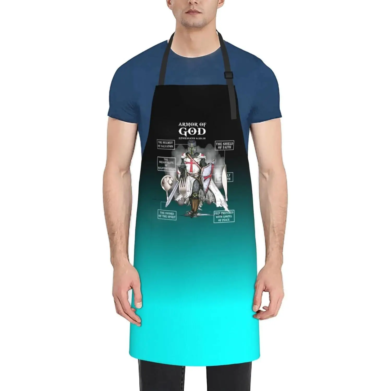 Armor Of God Bible Verse Great Gift For Religious Kitchen Bib Apron Adjustable With 2 Pockets Water Cooking Kitchen Chef Aprons