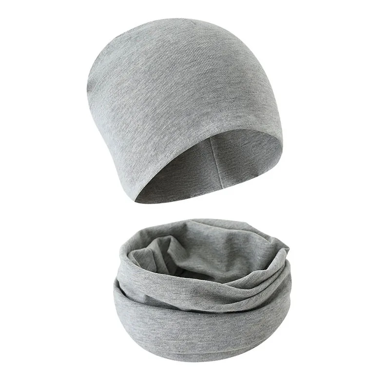 2PCS Baby Beanie Hat Scarf Autumn Winter Solid Color Warm Toddler Hat Scarf for Girls and Boys Infant Hats Set Kids Skull Caps — zdjęcie 4