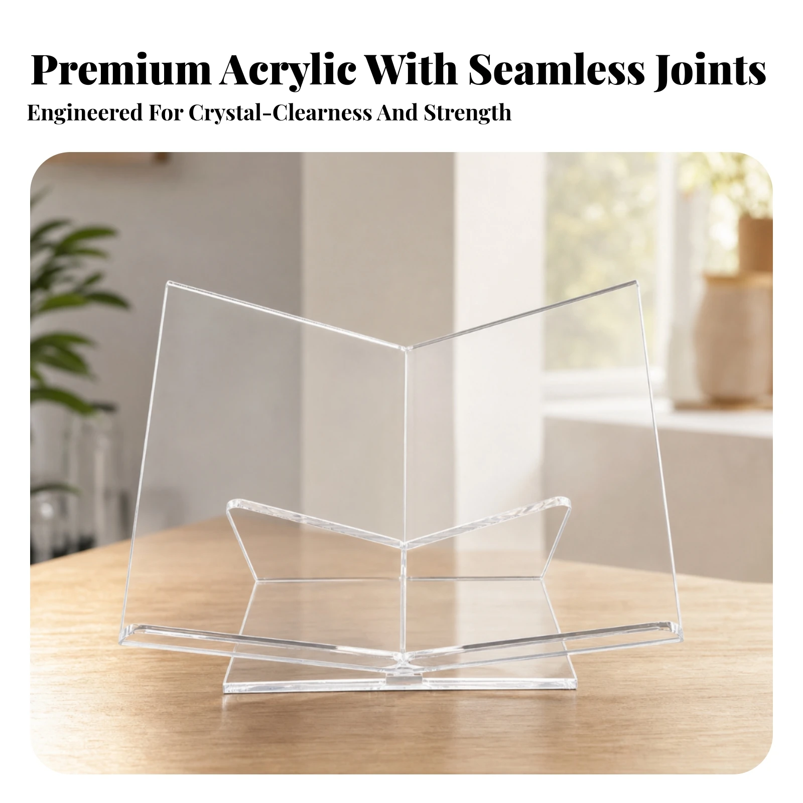Acrylic Book Stand Modern Acrylic Book Holder Magazine Display Rack Geometric High-Clarity for Study, Coffee Tables