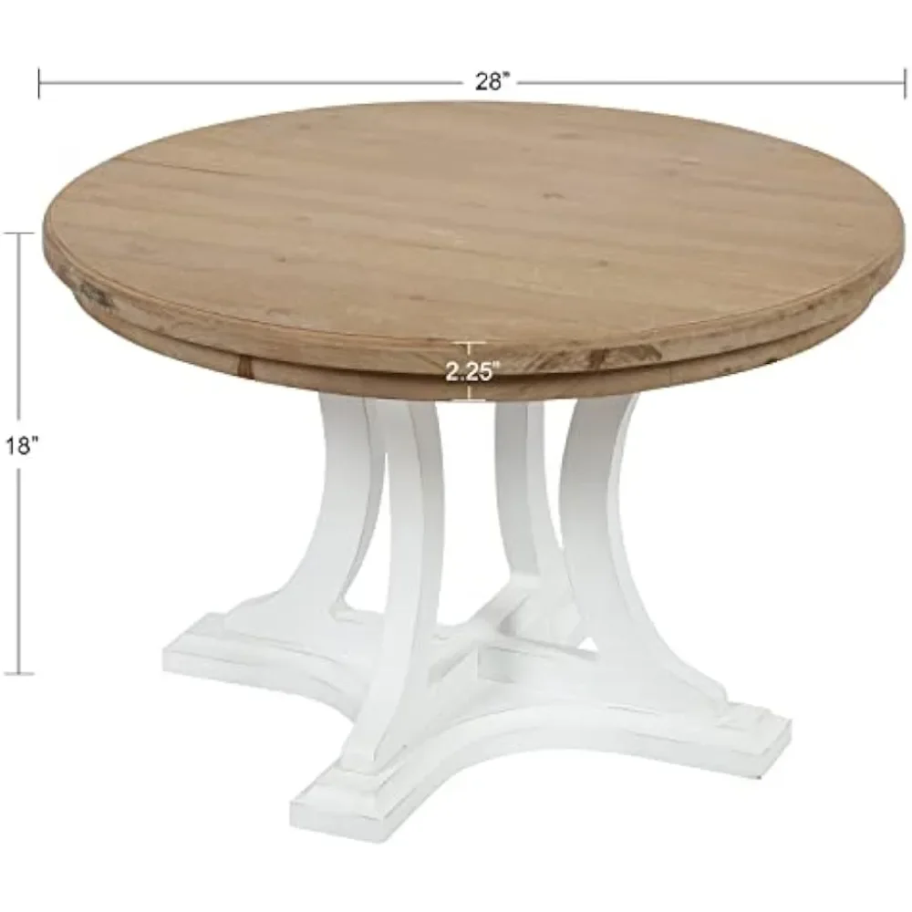 Table basse ferme, 28 "de diamètre, rustique marron et blanc, table centrale décorative, style rustique, décoration vintage