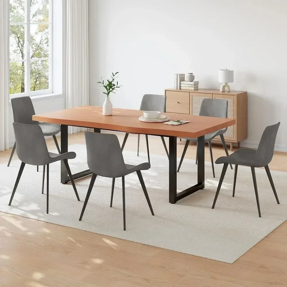 Elegant 63 Solid Wood Dining Table Set for 4, Thickened MDF Table Suitable for Living Room, Kitchen, or Office