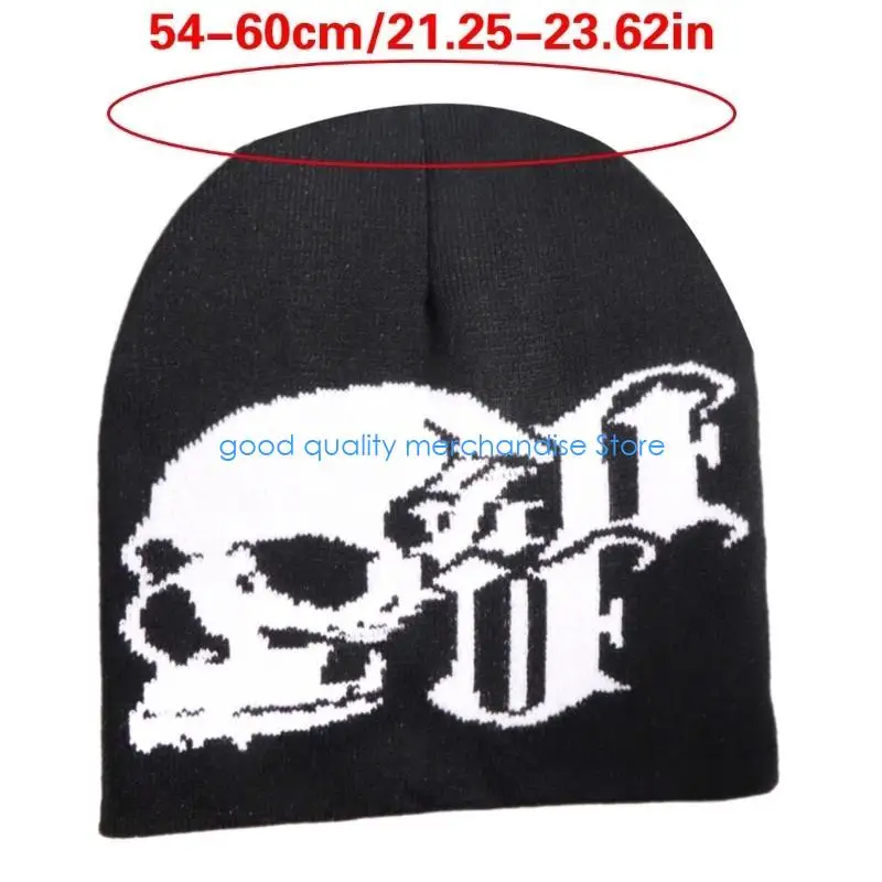 Y5JD Topi Rajut Tengkorak Topi Hiphop Pulover Topi Tahan Angin Musim Gugur Musim Dingin