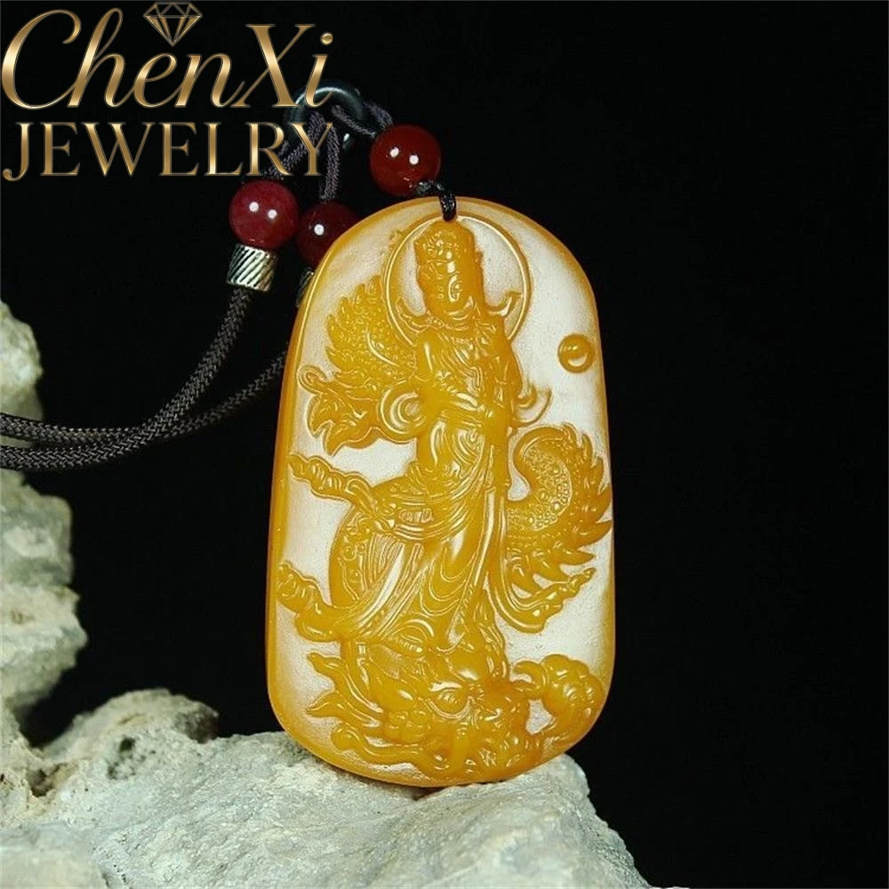 

Natural Hetian Yellow Jade Dragon-Head Bodhisattva Pendant Luxury Quality Fashion Fine Jewelry Exquisite Elegant Charms Popular