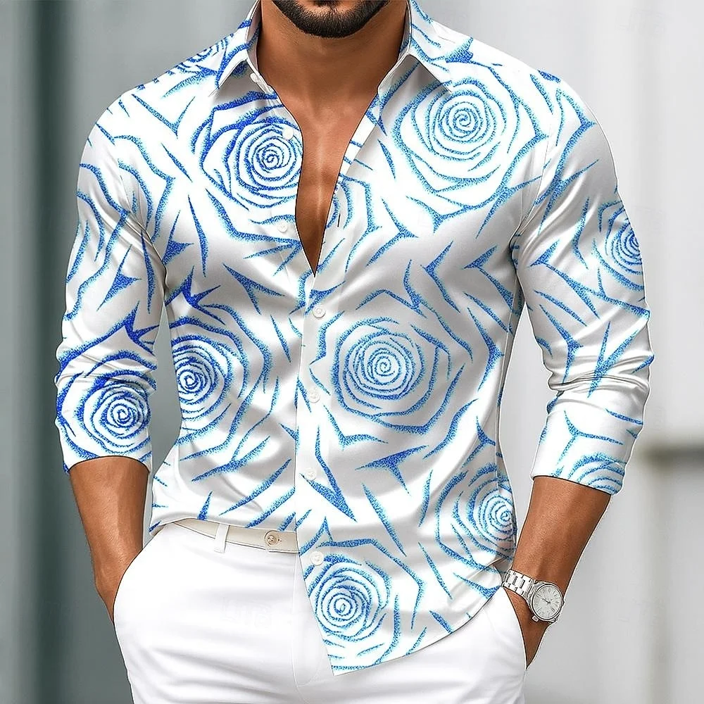 Chemise à imprimé géométrique pour hommes, haut à simple boutonnage, à la mode, de luxe, pour fête sociale, grande taille, 2025