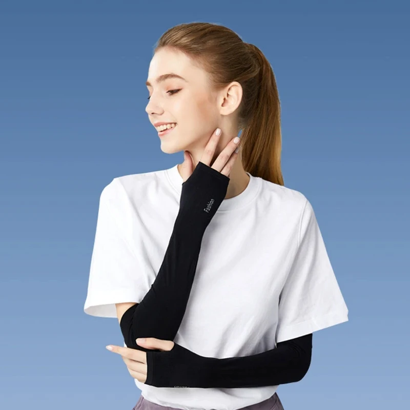 Thin Ice Silk Elastic Sun Protection Arm Sleeves for Men and Women Outdoor Running Fishing Driving Cycling Arm Cover