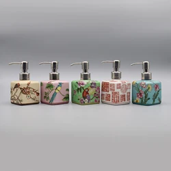 Liquid Soap Dispenser, Hand Painted Ceramics, Bathroom Accessories