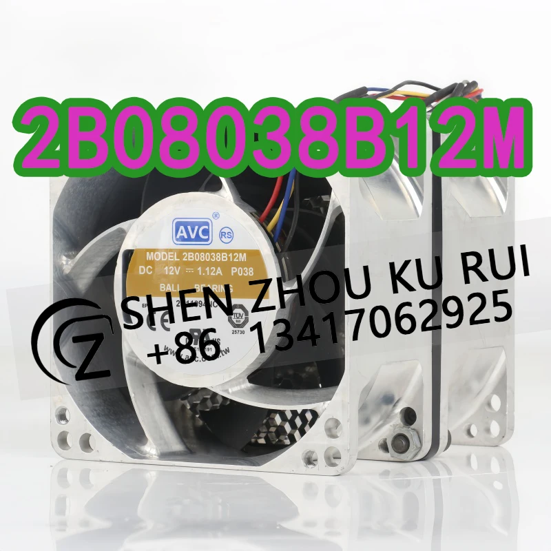 AVC 80X80X38MM 12V 1.12A AC EC 8038 Dual ball  8CM PWM temperature control Pressurized Force 2B08038B12M cooling fan