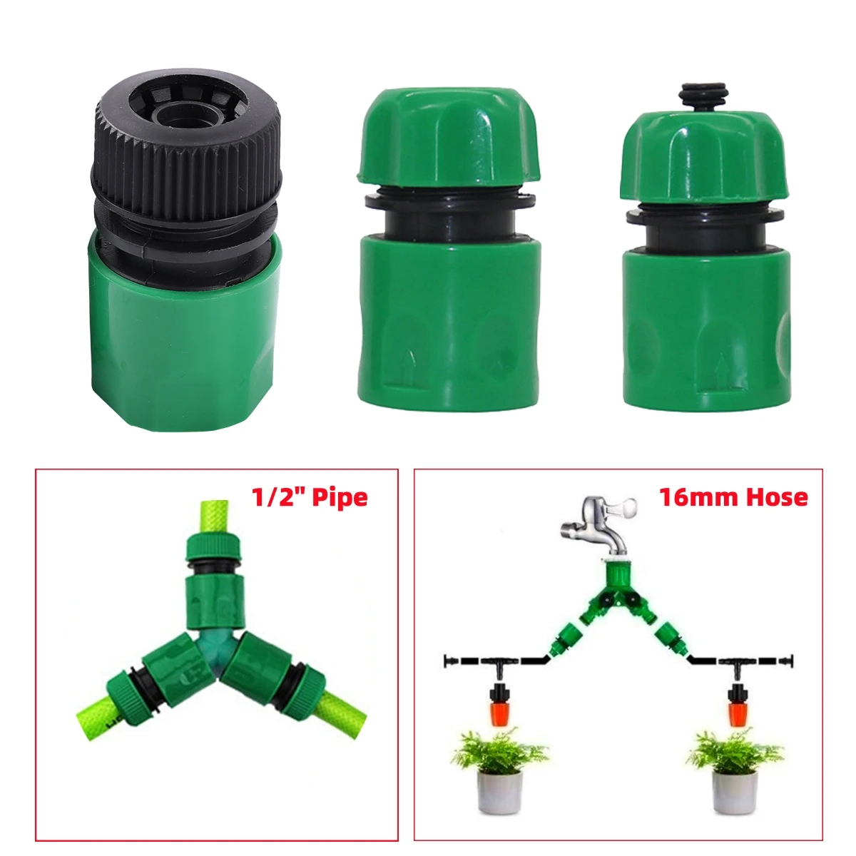 

Быстрый соединитель для труб 1/2 дюйма, садовые теплицы, растения, овощи, цветы, ирригация, автомойка, остановка воды/водопроводного соединения, 5 шт.