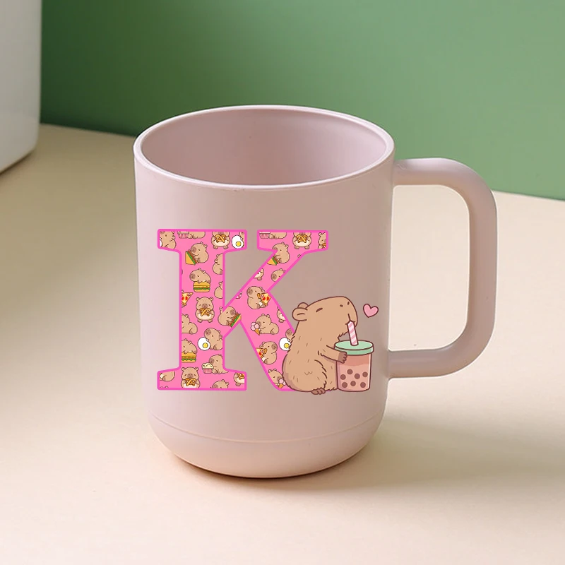 Capibara Toothbrush Cup Kids Anime Capybara Letter A-Z Bathroom Accessories Boys Girls Plastic Gargle Water Cups Children Gift