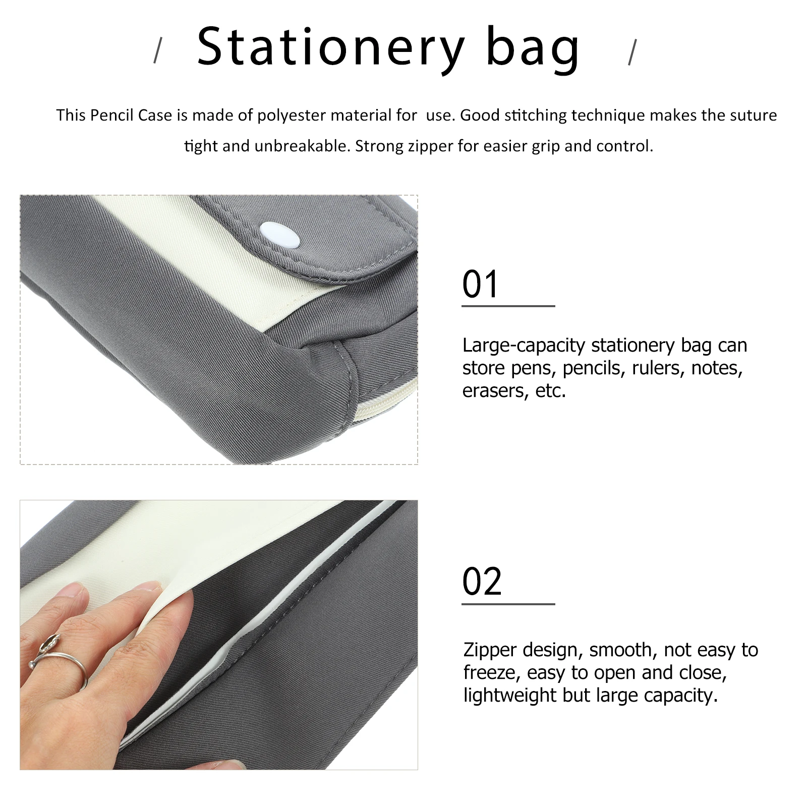 

Flip Pen Bag Pencil Case for Office Organizer Student Polyester Cute Marker Pouch Button School