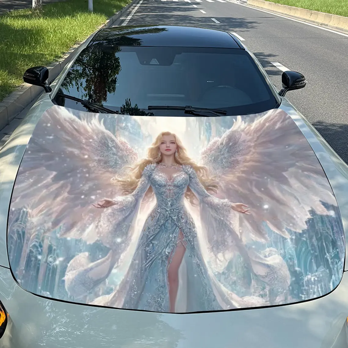

Winged Angel Car Hood Sticker, Waterproof Self-adhesive And Easy To Peel Off, Suitable For All Car Models-car Parts Gift, Essent