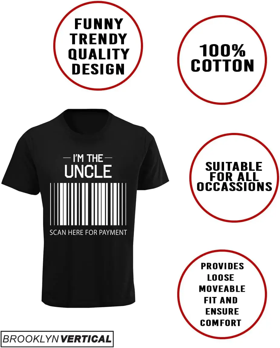 BROOKLYN VERTICAL Funny Father Uncle Grandfather Short Sleeve Crew Neck T-Shirt | Scan Here for Payment