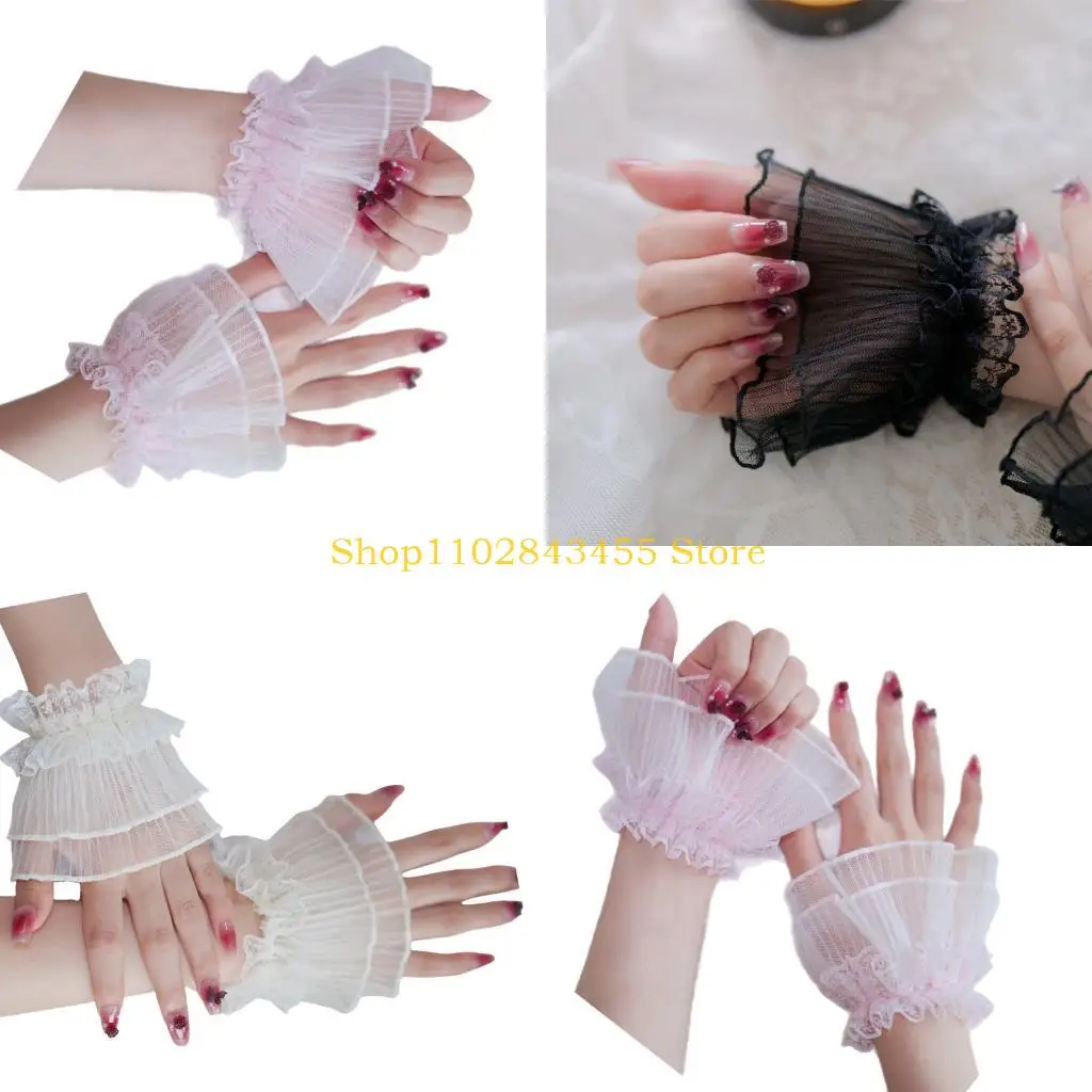 49MC Sheer xếp nếp vòng cổ tay ren