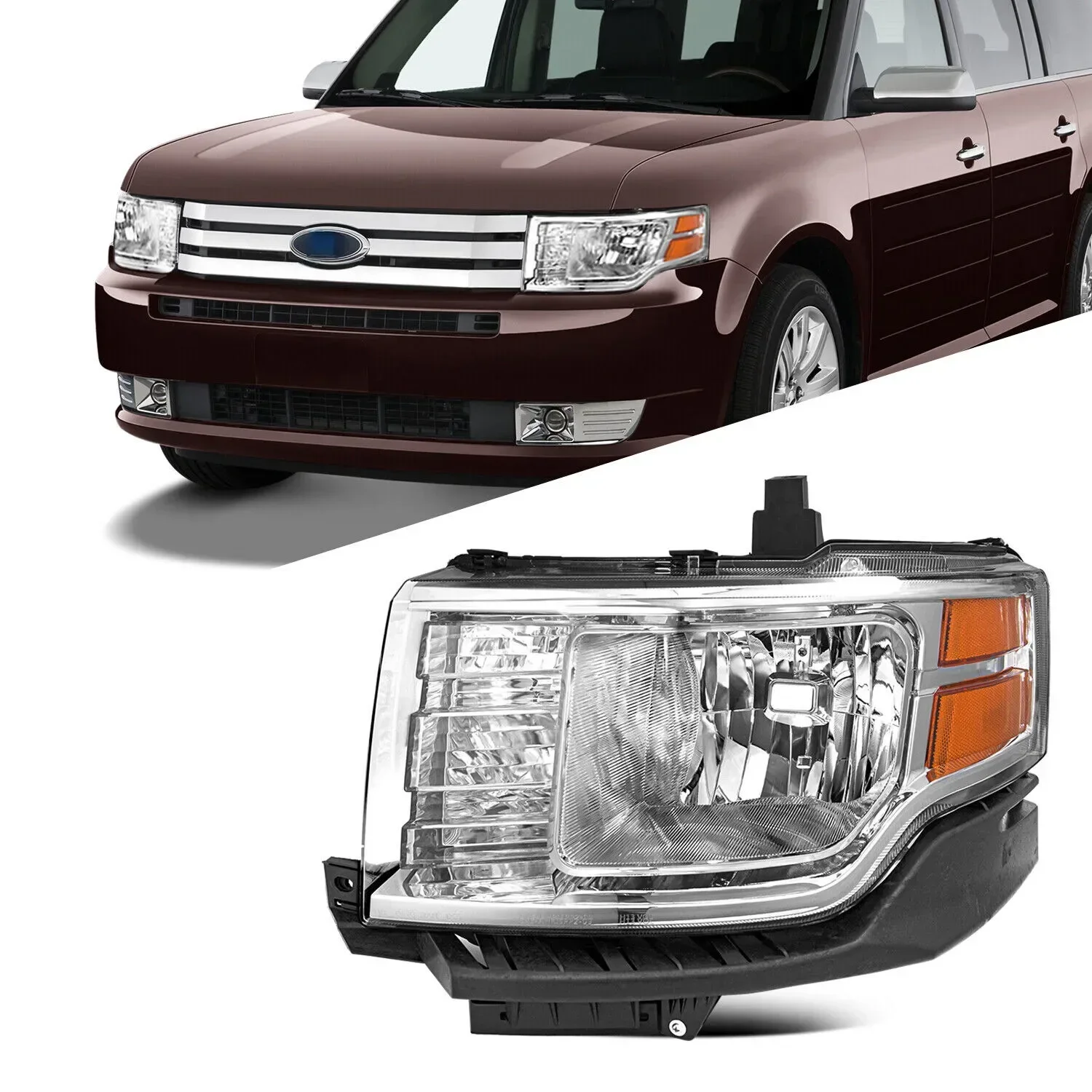 

For 2009 2010 2011 2012 Ford Flex Chrome Headlight Driver Side