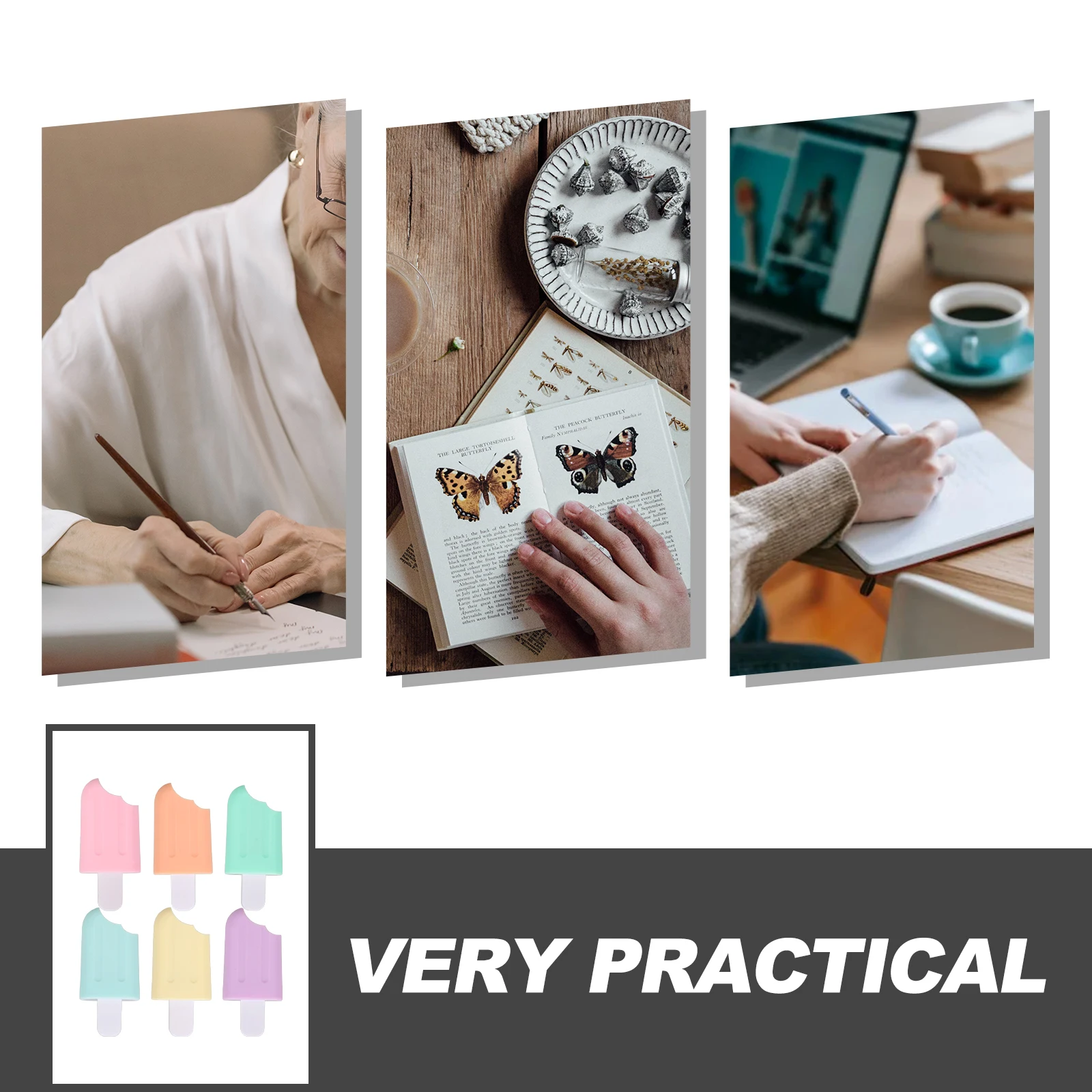 

6Pcs Cartoon Colored Highlighters Ice Cream Fluorescent Pens Multi Color Marking Tools for School Home Office Notes