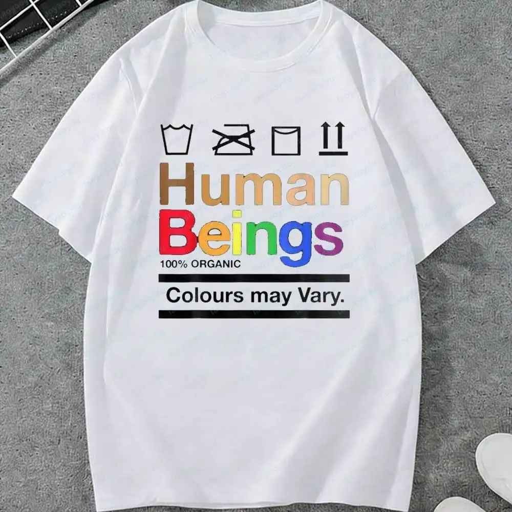 LGBT Human Beings Colours May Vary T Shirt for Men Women Casual Black Short Sleeve Pride Graphic Tees Streetwear Summer Tops