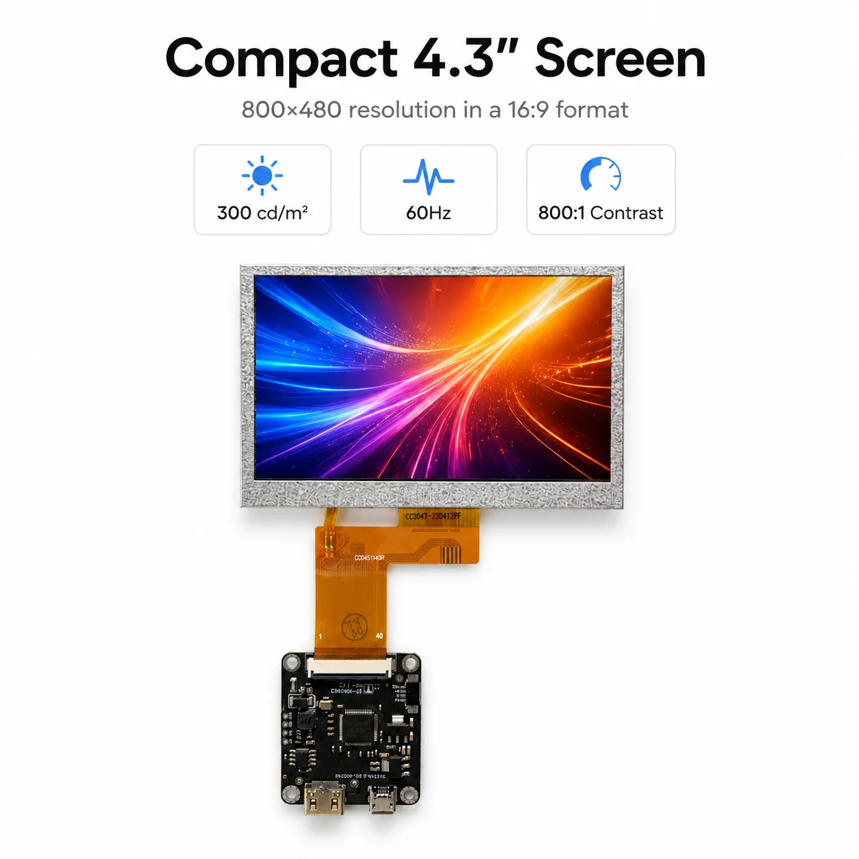 LESOWN 16:9 Aspect Ratio Panel Instant Connection 4.3