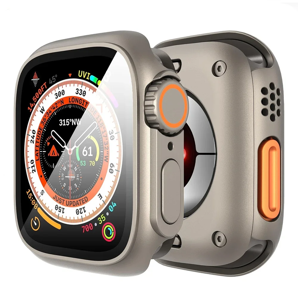 Screen Protector Cover for Apple Watch 46 42 45 44 40 41mm Hard PC Front Rear Bumper Case iwatch 11 10 9 8 7 6 5 Change To Ultra