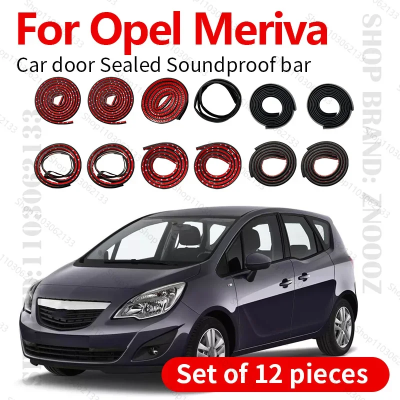 Car Door Seal Strip Rubber Double Layer Sealing Protector Soundproof Dustproof Seal Strip 12PCS Set For 2003-2017 Opel Meriva