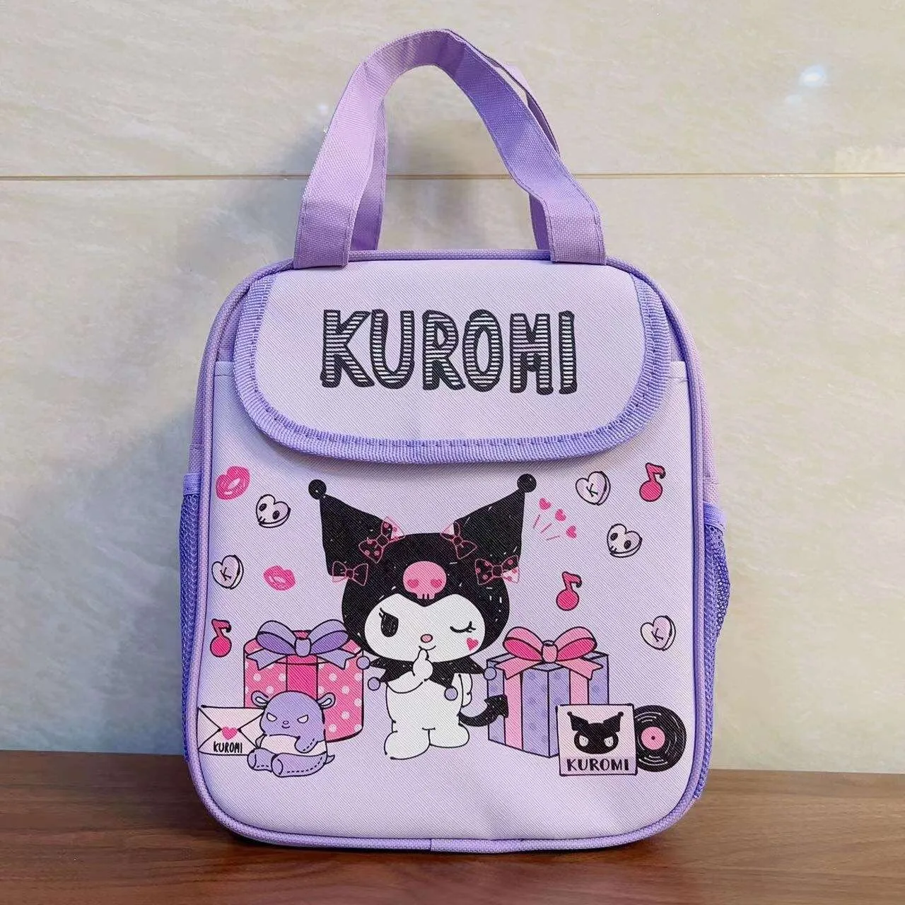 Sanrio Hello Kitty Cartoon Pattern Lunch Box Storage Bag, Kuromi PU Canvas Handbag, Girl Portable Large Capacity Travel Bag