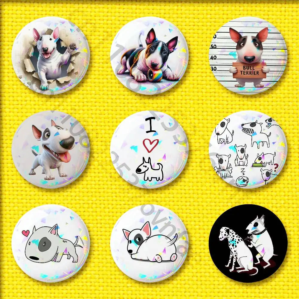 

Bull Terrier Dog Puppy Badge For 75mm 25mm 44mm 32mm 58mm Round Pin Brooch Insignia Shell Adornment