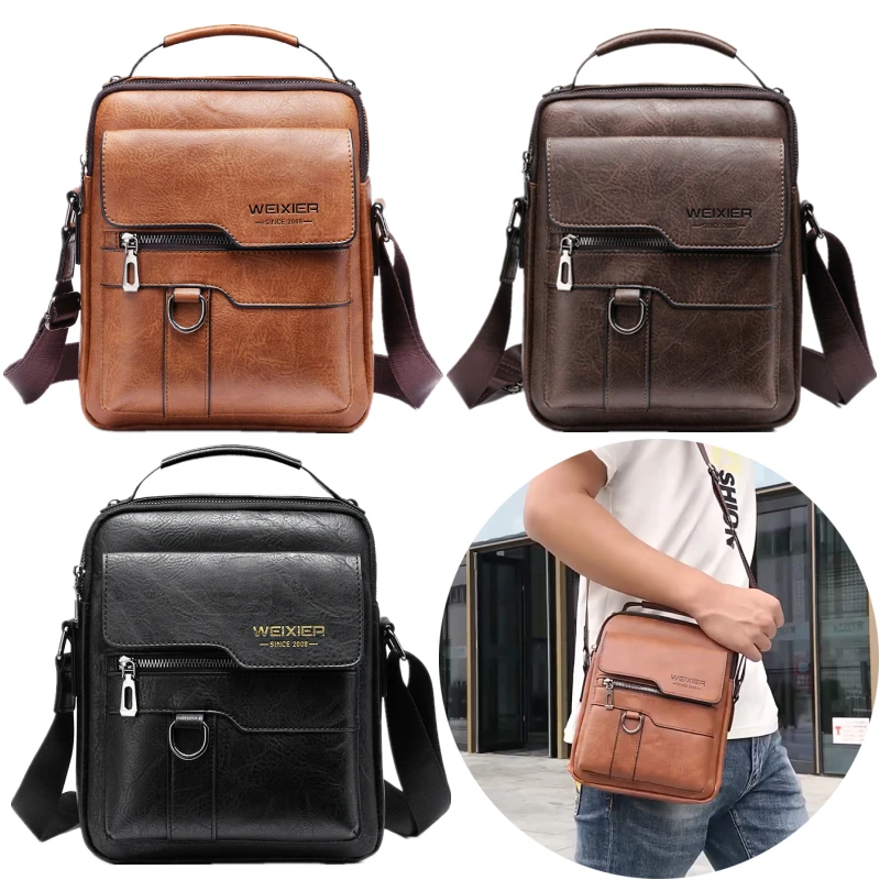 

New Men Shoulder Bag for 9.7" ipad Men PU Leather Flaps Men's Crossbody Bags Business Flap Male Solid Messenger Bag Travel Bag