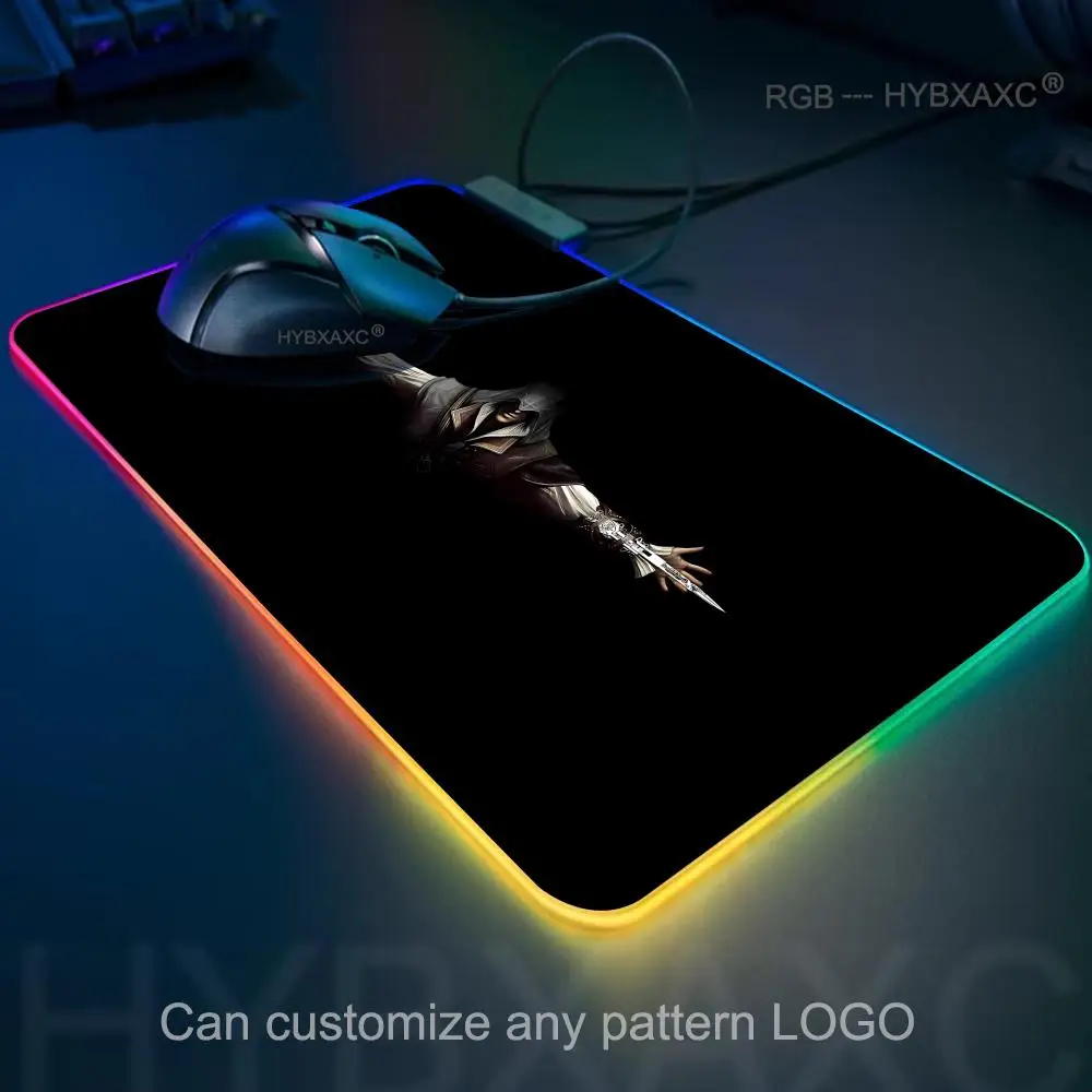 RGB Game Assassin Creed MousePad Cartoon Lockedge Large Gaming Pad Computer Gamer Keyboard Mat Non-slip HYBXAXC PC Big Desk Mat