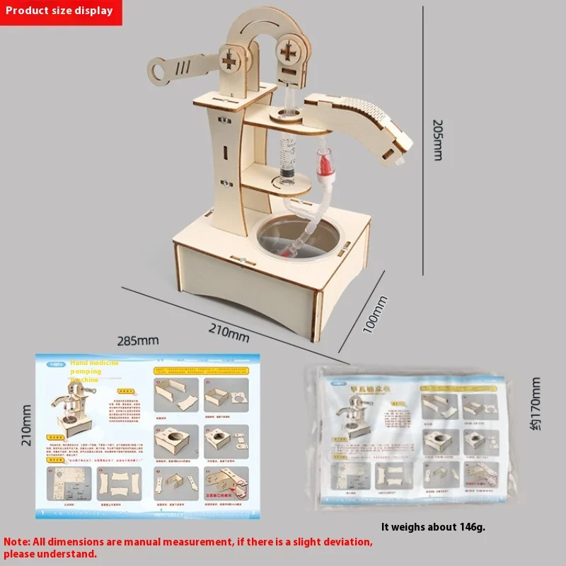 Holzpumpenmaschine Modell Puzzles Kinder Wissenschaft Spielzeug Lustige Technologie Physik Kit Lernspielzeug für Kinder Lernspielzeug