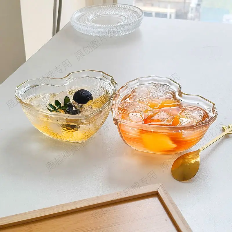 

Heart Shaped Transparent Glass Bowl Thickened Heart-shaped Fruit Dessert Bowl Household Breakfast Grain Container Tableware