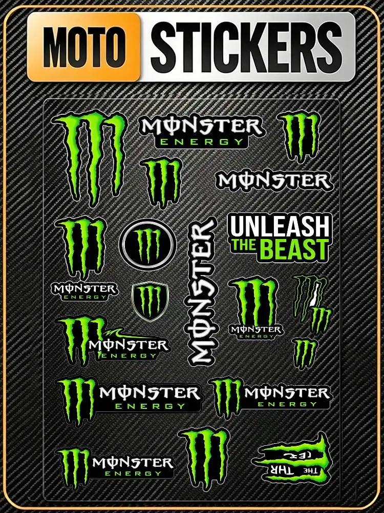 

Декоративные светоотражающие водонепроницаемые наклейки Monster Energy для автомобиля, велосипеда, шлема, кружки, холодильника, защищающие от царапин