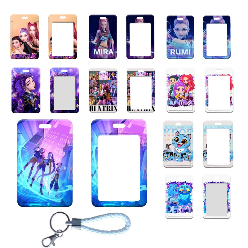 

Kpop Demon Hunter Id Card Holder Key Chain Kids Kawaii Passport Cover Bus School Cards Protect Cases Bags Pendant Children Gift