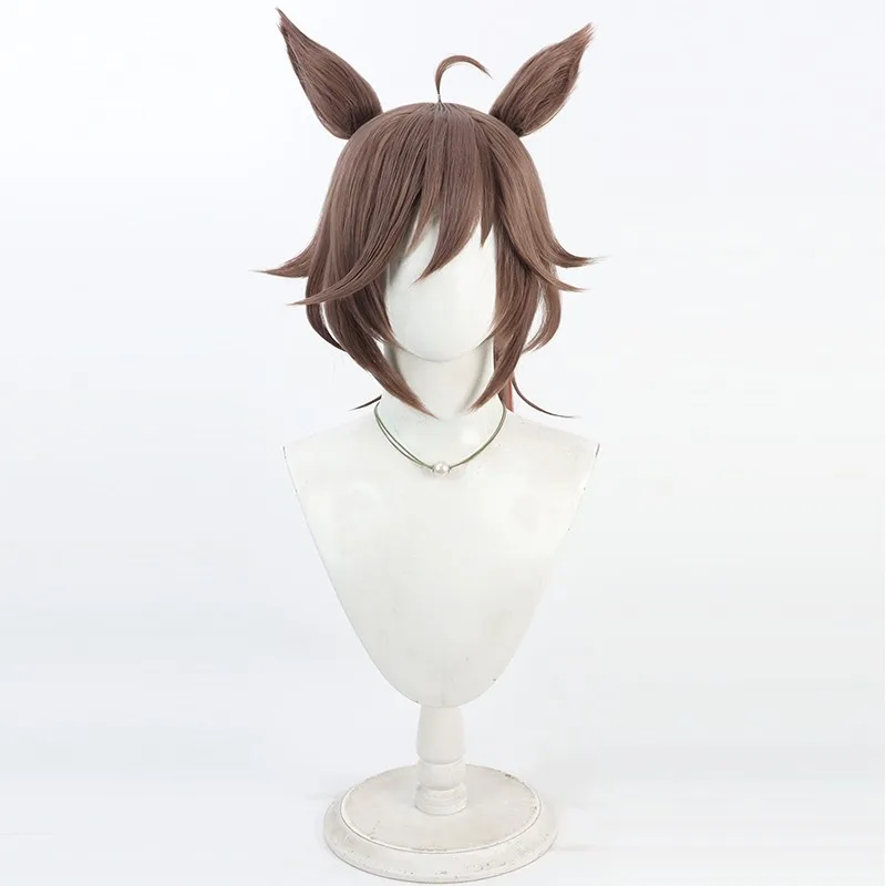 Juego Uma Musume Pretty Derby Sr. C.B. Peluca de Cosplay con orejas, cola, disfraz de fiesta de Halloween, pelo sintético, fibra resistente al calor