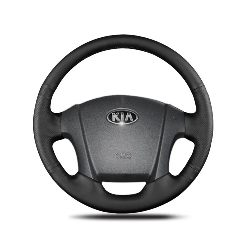 DIY Black Breathable Genuine Leather Car Accessories Steering Wheel Cover For Kia Sportage 2 2005 2006 2007 2008 2009 2010