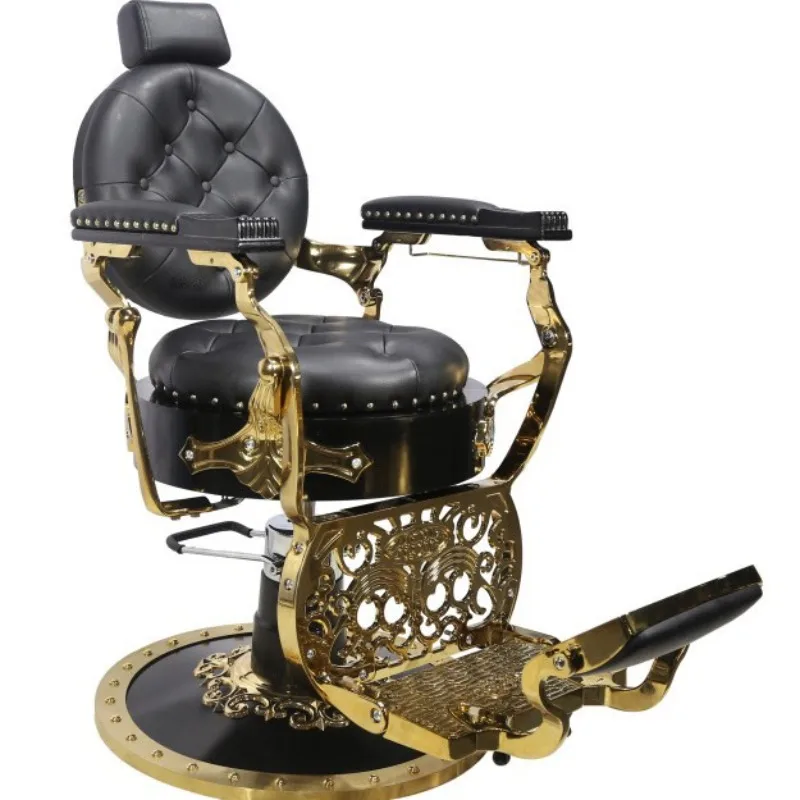 Vintage men's oil head chair, barbershop hair salon lift-down shaving chair, hair chair