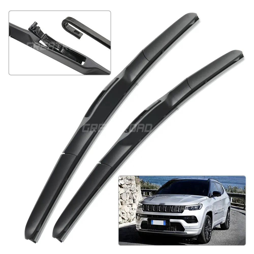 Set De 3 Escobillas Limpiaparabrisas Para Jeep Compass 2018-2024 – Medidas 24″, 18″ Y 10″, Delanteras Y Trasera, 2MPLASTIC