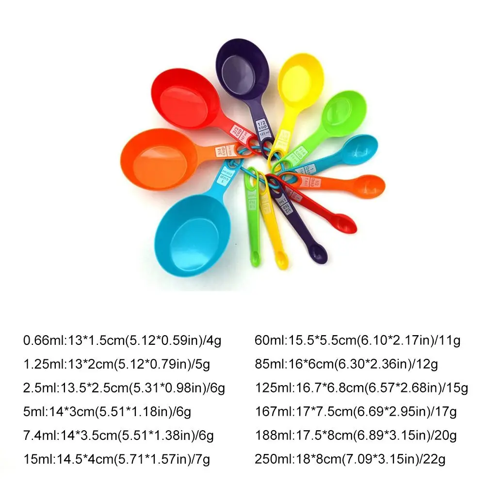 12Pcs Plastic Measuring Cups Set Colorful Cute Measuring Spoons Easy Storage Stackable Kitchen Measuring Tools Baking