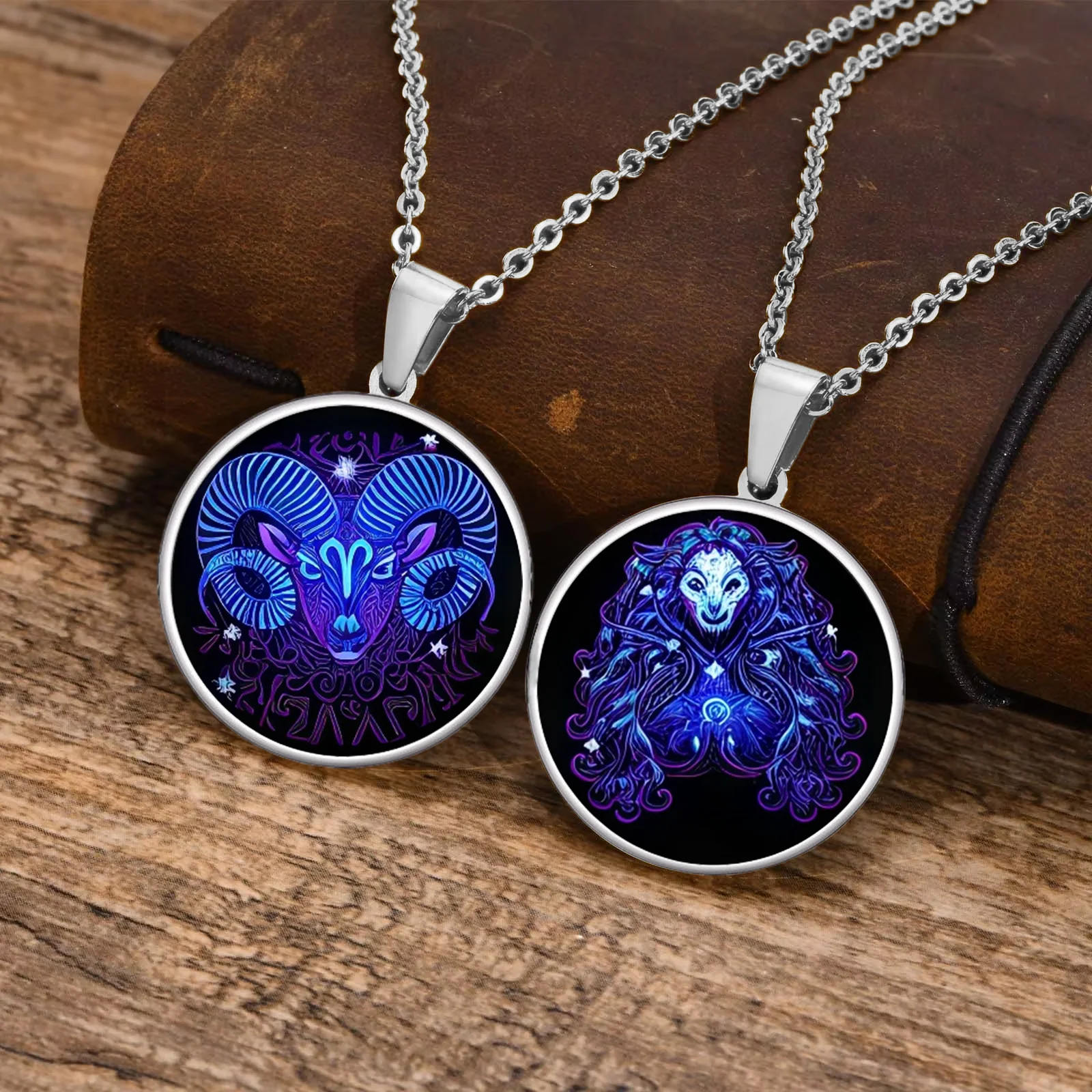 

Amaxer Personalized Customized Zodiac Time Stone Pendant Necklace for Women Men Stainless Steel Christmas Halloween Jewelry Gift
